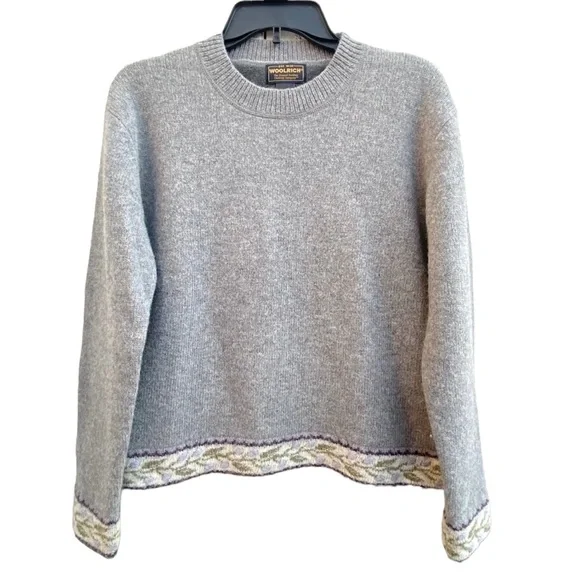 Woolrich Women's Wool Pewter Gray Sweater
with Hem and Cuff Accents Size M - Picture 7 of 16